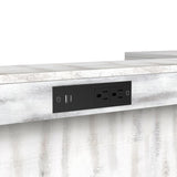 Rogen Rustic Bar Table with Ice Tray, USB and Power in Rustic White - Tampa Furniture Outlet