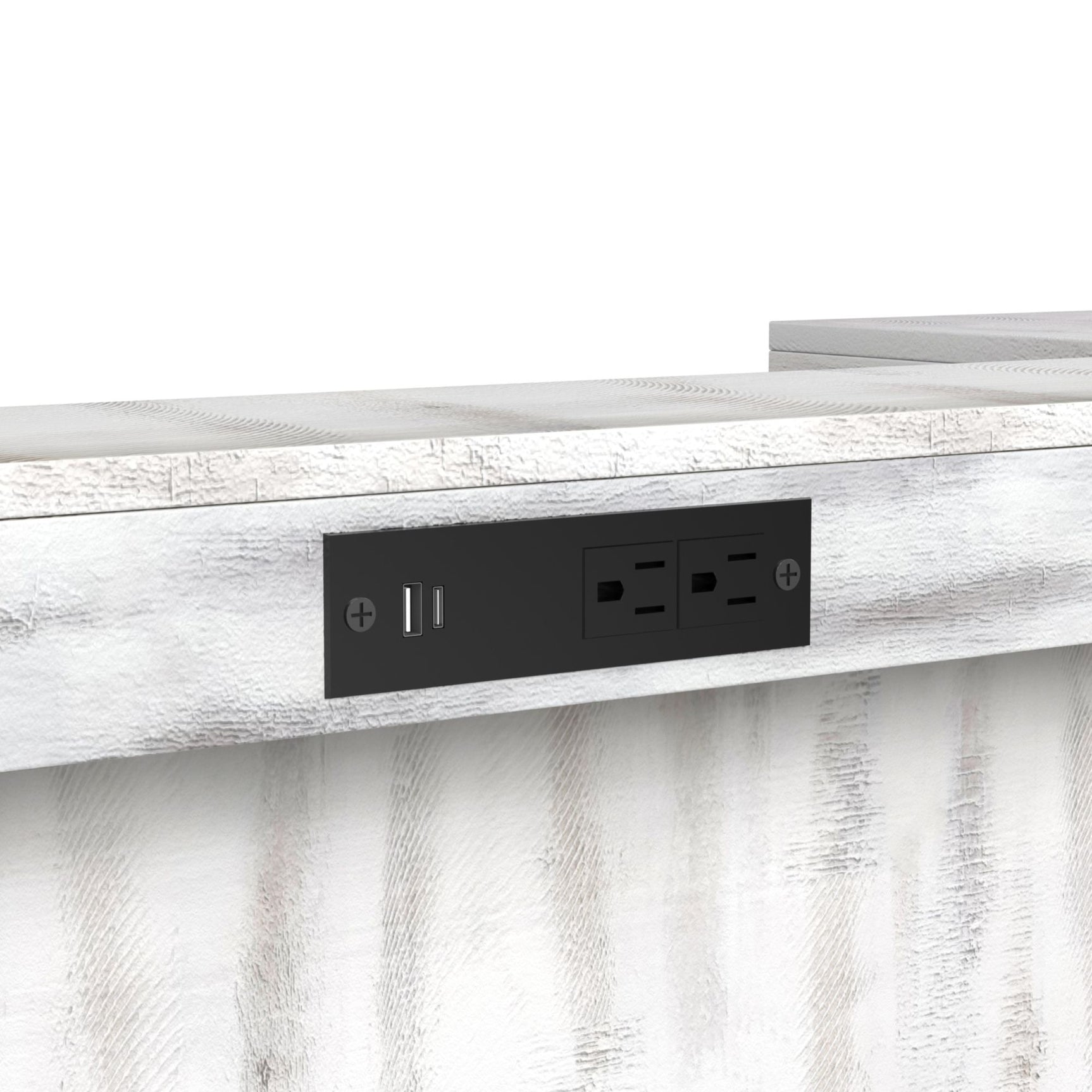 Rogen Rustic Bar Table with Ice Tray, USB and Power in Rustic White - Tampa Furniture Outlet