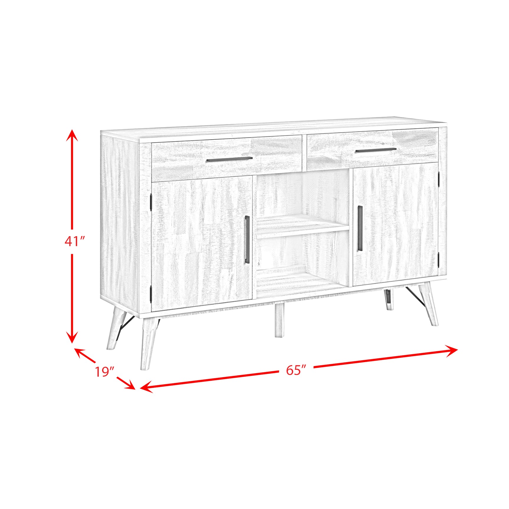 Rogen Rustic Buffet in Rustic White - Tampa Furniture Outlet