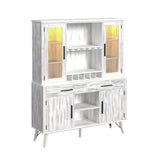 Rogen Rustic Buffet & Hutch with LED in Rustic White - Tampa Furniture Outlet