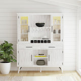 Rogen Rustic Buffet & Hutch with LED in Rustic White – SKU D-12850-7-BFHT | Elements