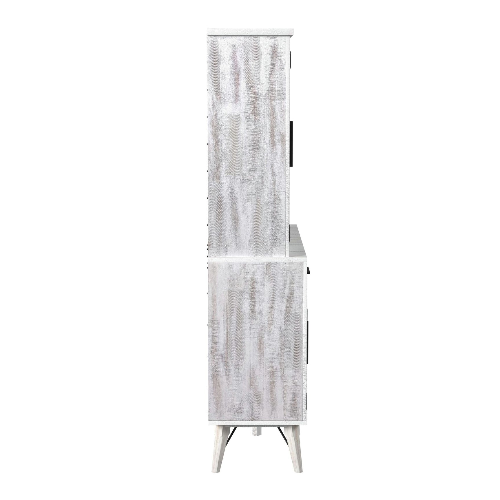 Rogen Rustic Buffet & Hutch with LED in Rustic White - Tampa Furniture Outlet