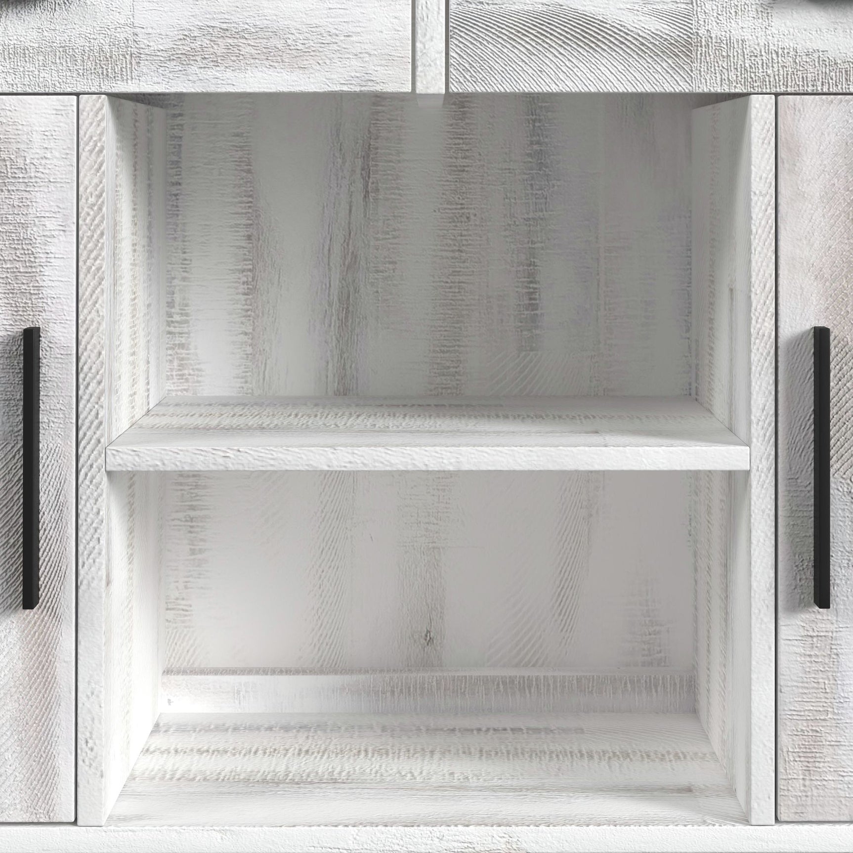 Rogen Rustic Buffet & Hutch with LED in Rustic White - Tampa Furniture Outlet