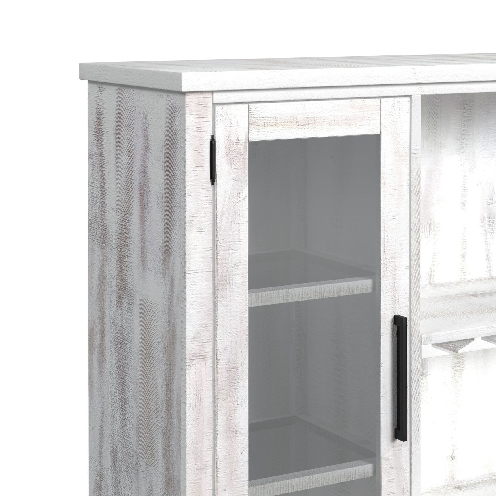 Rogen Rustic Buffet & Hutch with LED in Rustic White - Tampa Furniture Outlet