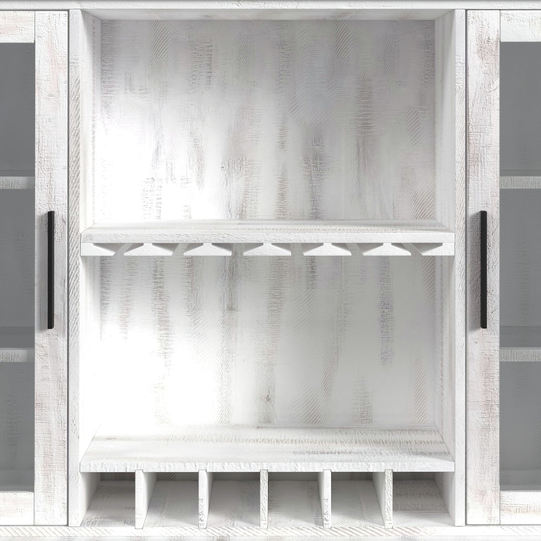 Rogen Rustic Buffet & Hutch with LED in Rustic White - Tampa Furniture Outlet