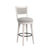 Rogen Rustic Swivel Bar Stool with Grey Fabric in Rustic White (2 Per Carton) - Tampa Furniture Outlet