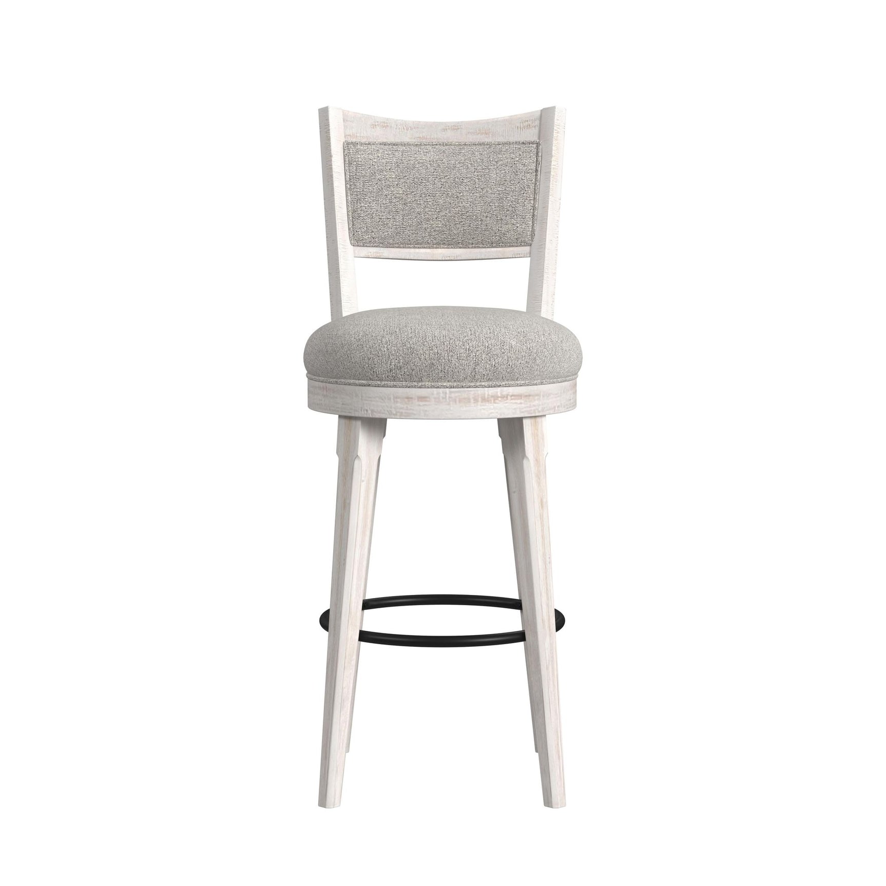 Rogen Rustic Swivel Bar Stool with Grey Fabric in Rustic White (2 Per Carton) - Tampa Furniture Outlet