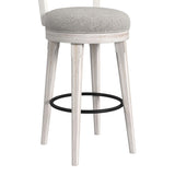Rogen Rustic Swivel Bar Stool with Grey Fabric in Rustic White (2 Per Carton) - Tampa Furniture Outlet