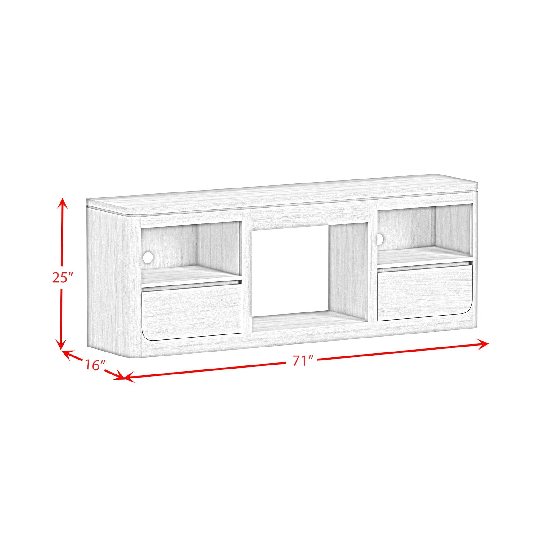Rosalie 71" TV Console without Fireplace Insert in Natural - Tampa Furniture Outlet