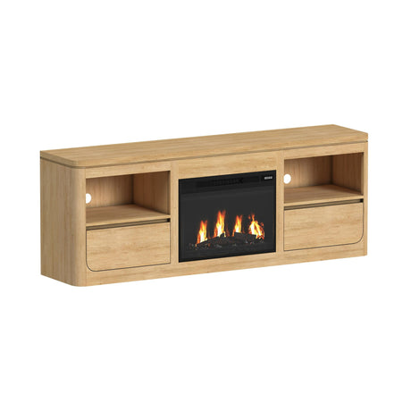 Rosalie KIT - 71" TV Console with Fireplace Insert in Natural