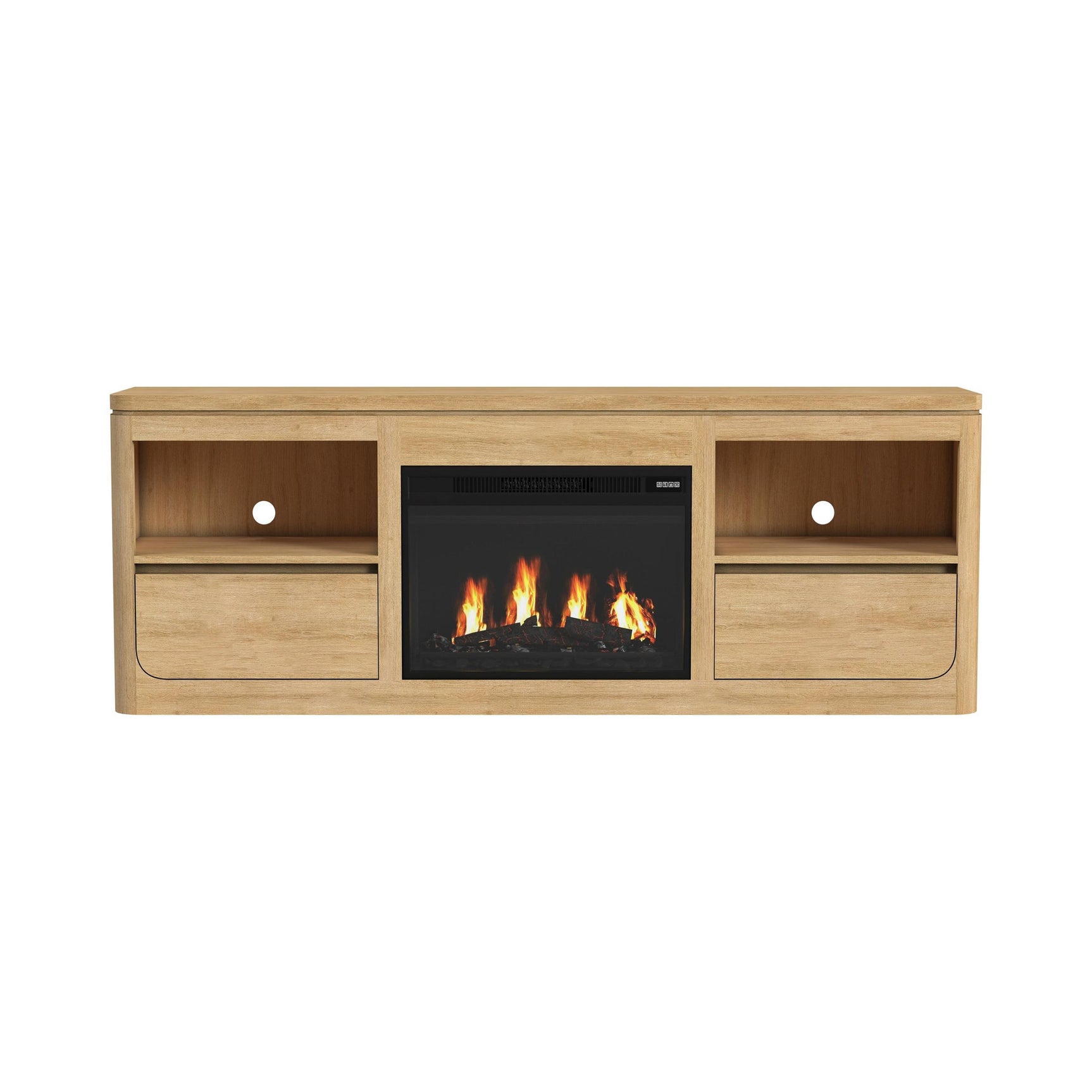 Rosalie KIT - 71" TV Console with Fireplace Insert in Natural