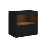 Rosalie Nightstand with USB and LED in Black - Tampa Furniture Outlet