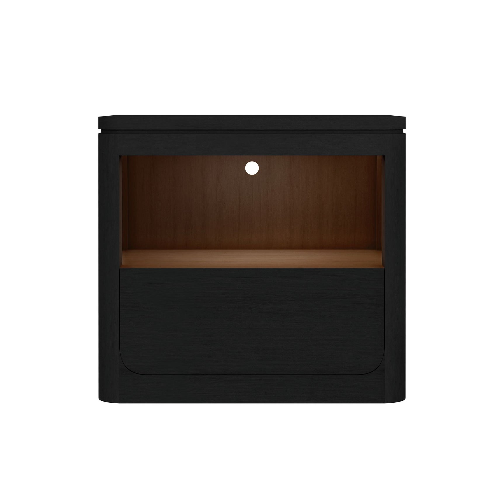 Rosalie Nightstand with USB and LED in Black - Tampa Furniture Outlet
