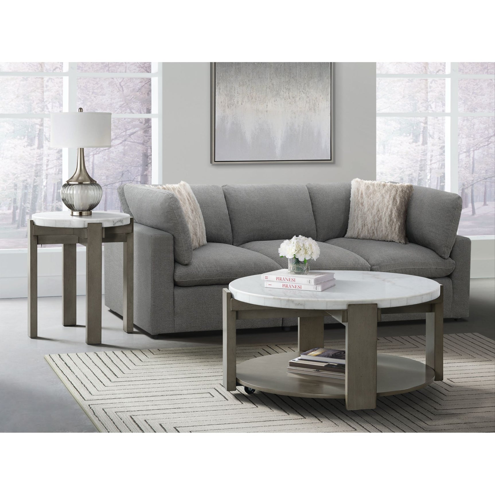 Rosamel Round End Table in Ash Brown – SKU T.17820.ET | Elements