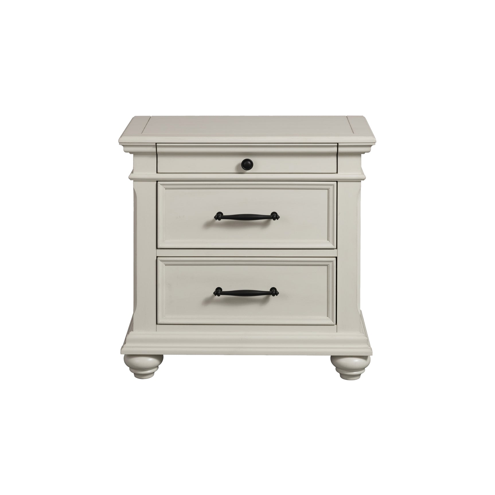 Slater Nightstand w/USB in Antique White - Tampa Furniture Outlet