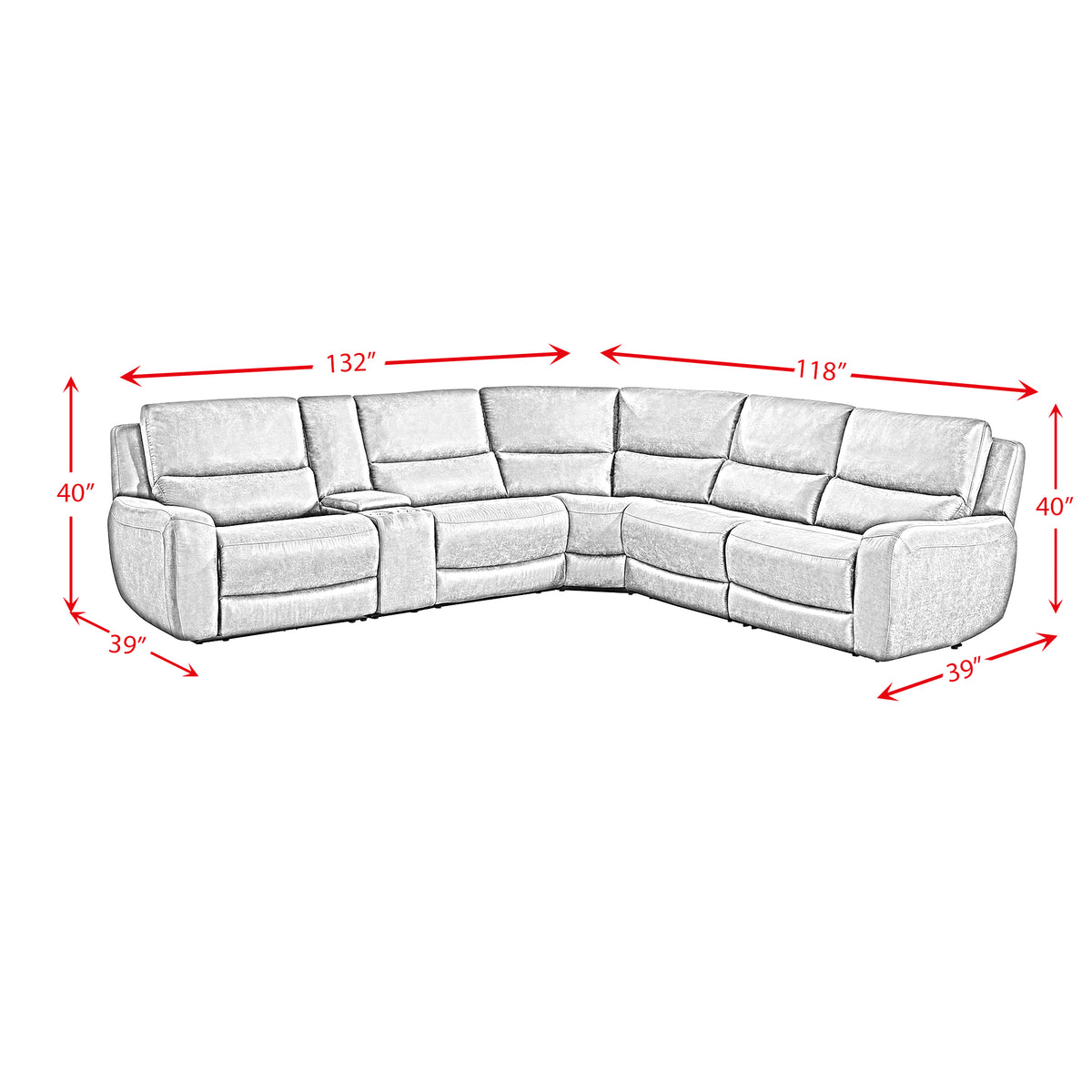 Saber Modular RHF Power Motion Recliner in Texas Granite