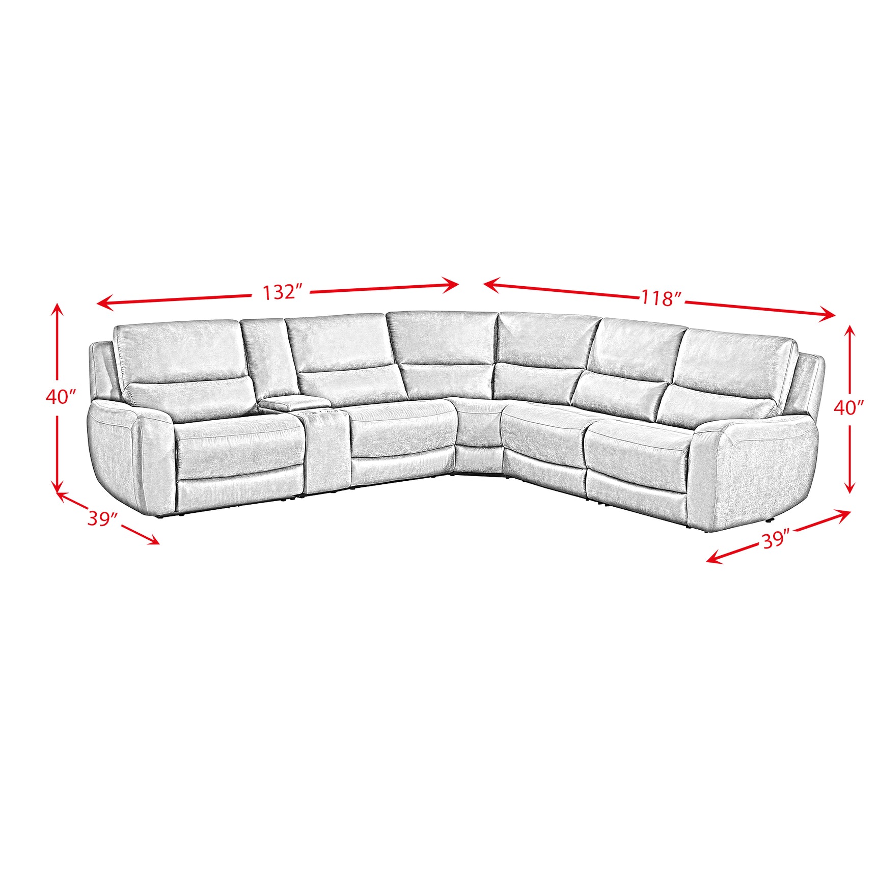 Saber Modular RHF Power Motion Recliner in Texas Granite - Tampa Furniture Outlet