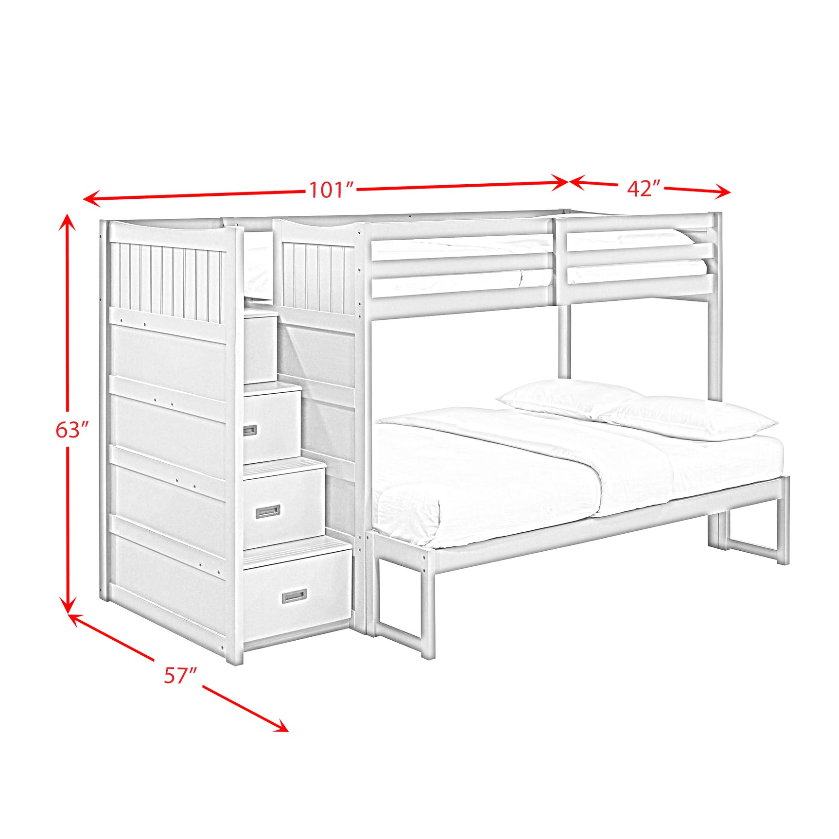 Sami Twin Over Full Step Bunk with Left HB in Grey