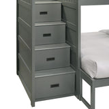 Sami Twin Over Full Step Bunk with Left HB in Grey - Tampa Furniture Outlet