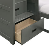 Sami Twin Over Full Step Bunk with Left HB in Grey - Tampa Furniture Outlet