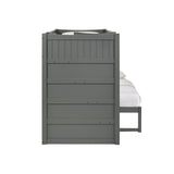 Sami Twin Over Full Step Bunk with Left HB in Grey - Tampa Furniture Outlet