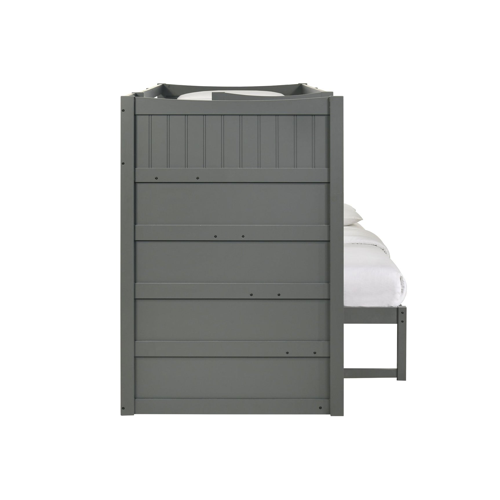 Sami Twin Over Full Step Bunk with Left HB in Grey - Tampa Furniture Outlet