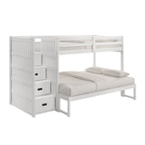 Sami Twin Over Full Step Bunk with Left HB in White - Tampa Furniture Outlet