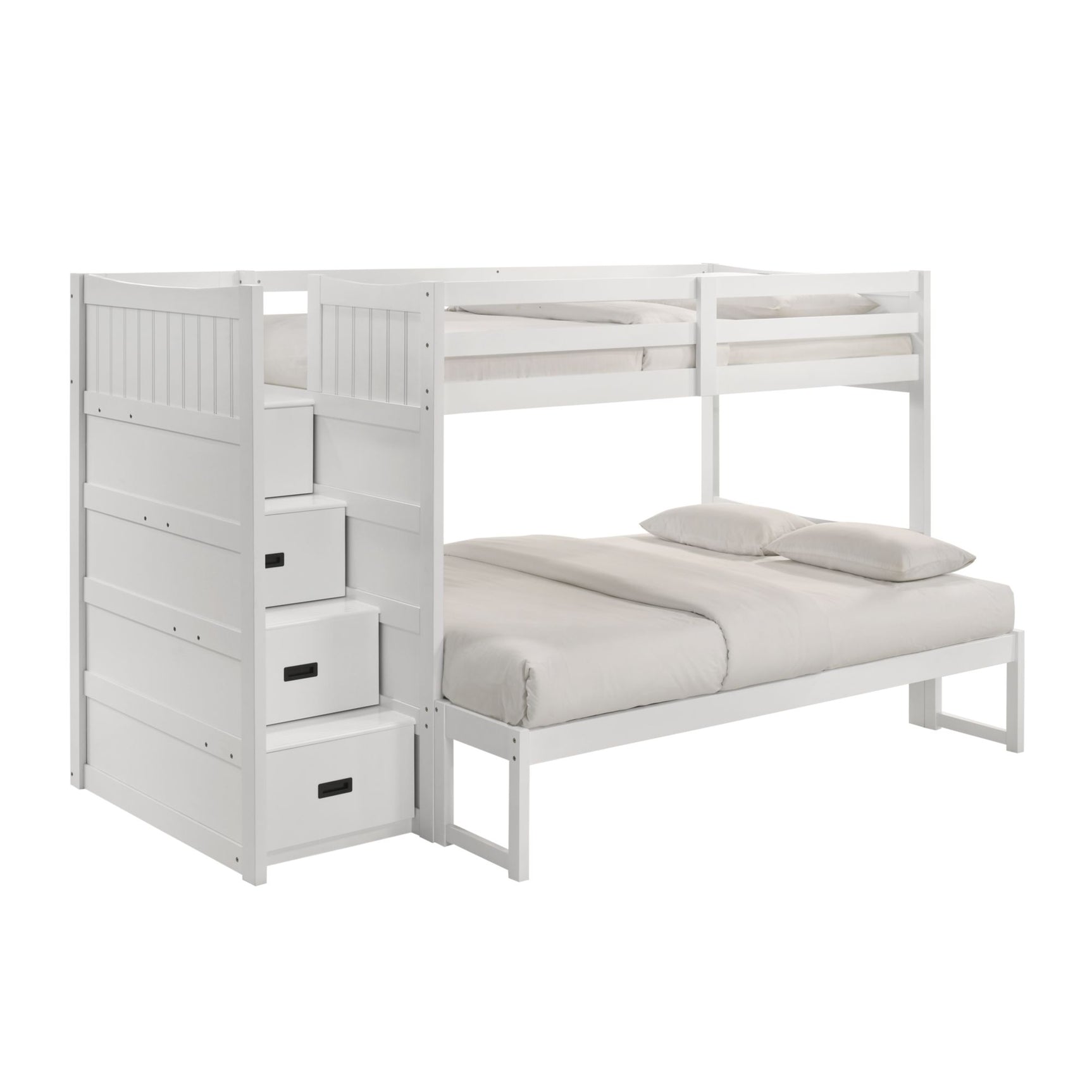 Sami Twin Over Full Step Bunk with Left HB in White - Tampa Furniture Outlet