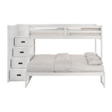 Sami Twin Over Full Step Bunk with Left HB in White - Tampa Furniture Outlet