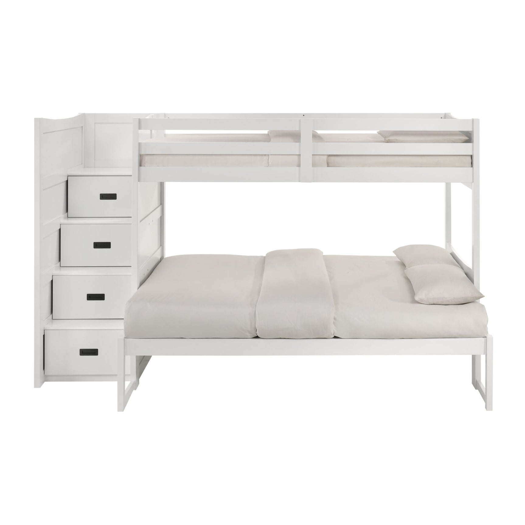 Sami Twin Over Full Step Bunk with Left HB in White - Tampa Furniture Outlet