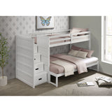 Sami Twin Over Full Step Bunk with Left HB in White – SKU SM750TFBL | Elements