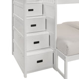 Sami Twin Over Full Step Bunk with Left HB in White - Tampa Furniture Outlet