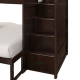 Sami Twin Over Full Step Bunk with Right HB in Espresso - Tampa Furniture Outlet