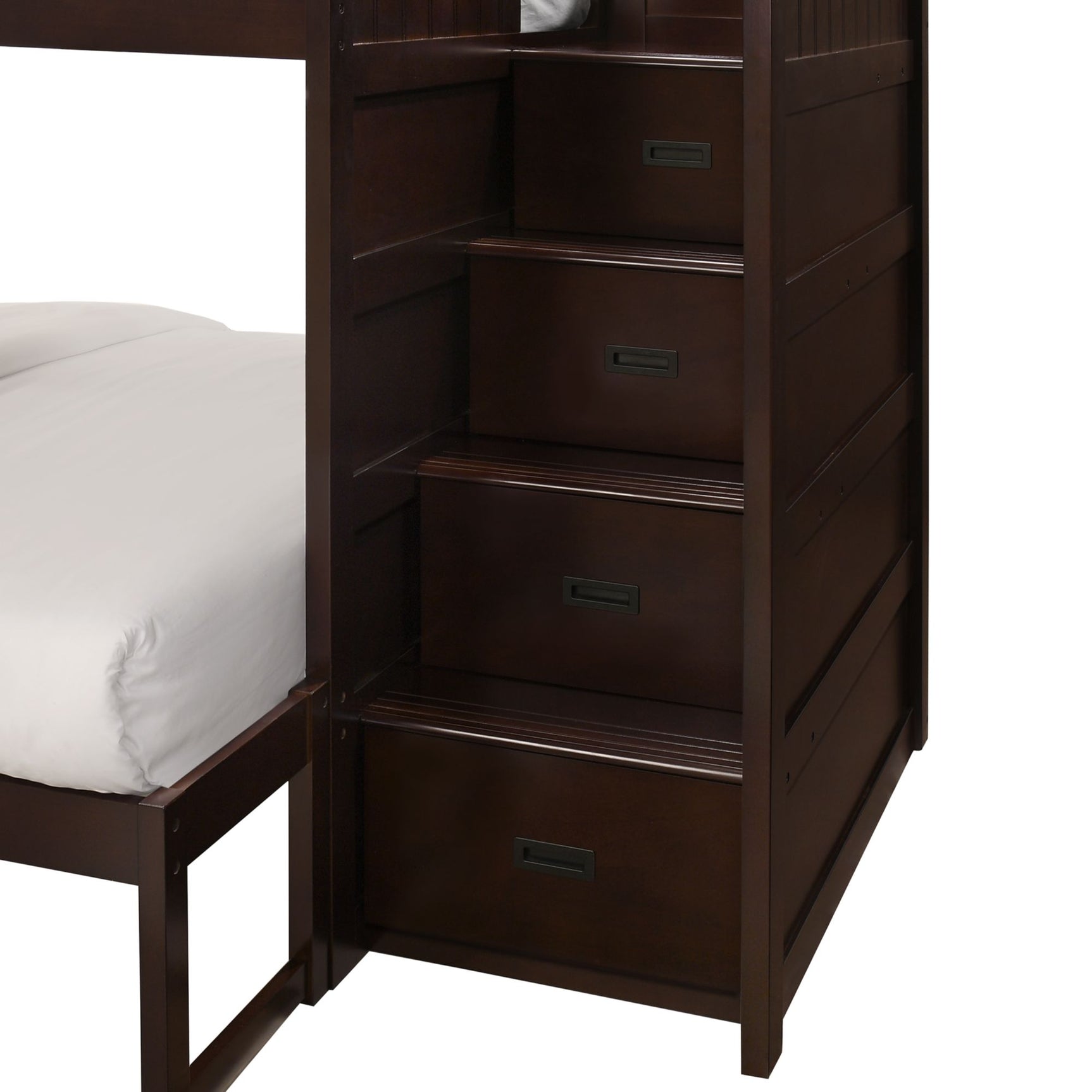 Sami Twin Over Full Step Bunk with Right HB in Espresso - Tampa Furniture Outlet