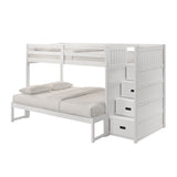 Sami Twin Over Full Step Bunk with Right HB in White - Tampa Furniture Outlet