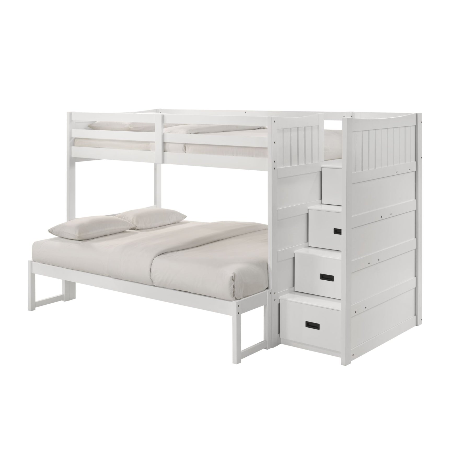 Sami Twin Over Full Step Bunk with Right HB in White - Tampa Furniture Outlet