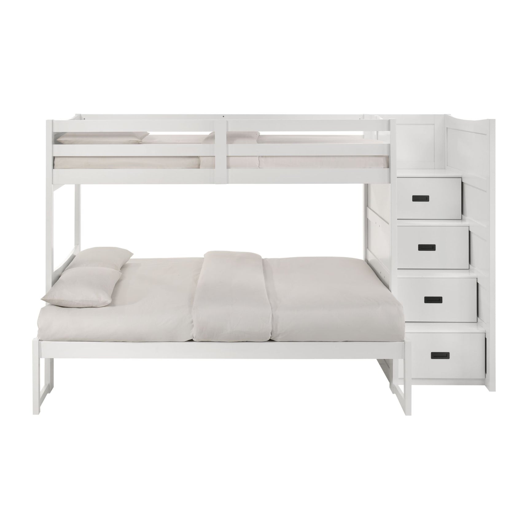Sami Twin Over Full Step Bunk with Right HB in White - Tampa Furniture Outlet