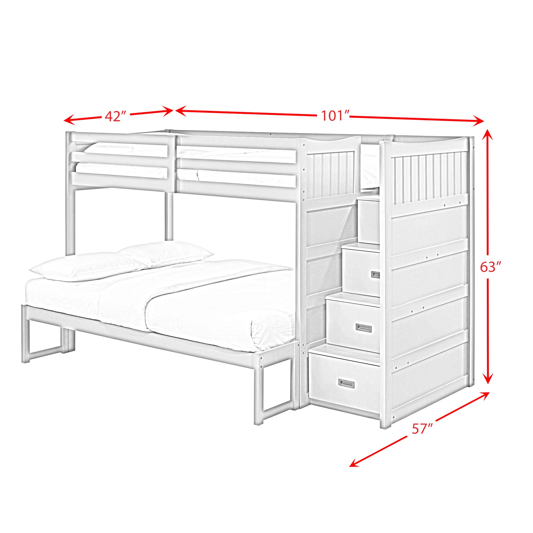 Sami Twin Over Full Step Bunk with Right HB in Grey