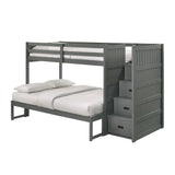 Sami Twin Over Full Step Bunk with Right HB in Grey - Tampa Furniture Outlet