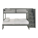 Sami Twin Over Full Step Bunk with Right HB in Grey - Tampa Furniture Outlet