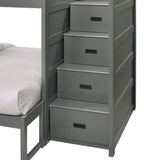Sami Twin Over Full Step Bunk with Right HB in Grey - Tampa Furniture Outlet