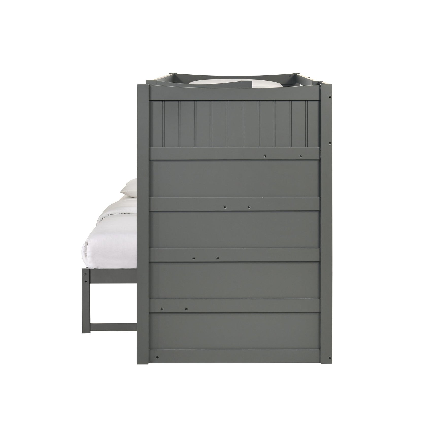 Sami Twin Over Full Step Bunk with Right HB in Grey - Tampa Furniture Outlet
