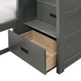 Sami Twin Over Full Step Bunk with Right HB in Grey - Tampa Furniture Outlet