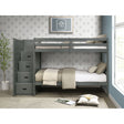 Sami Twin Over Twin Step Bunk with Left HB in Grey – SKU SM350TTBL | Elements