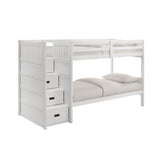 Sami Twin Over Twin Step Bunk with Left HB in White - Tampa Furniture Outlet