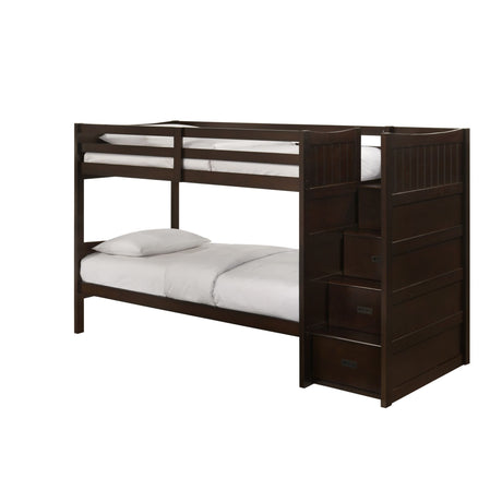 Sami Twin Over Twin Step Bunk with Right HB in Espresso - Tampa Furniture Outlet
