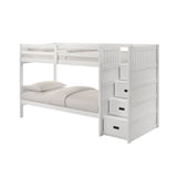 Sami Twin Over Twin Step Bunk with Right HB in White - Tampa Furniture Outlet