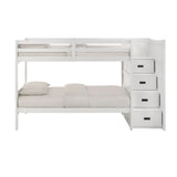 Sami Twin Over Twin Step Bunk with Right HB in White - Tampa Furniture Outlet
