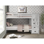 Sami Twin Over Twin Step Bunk with Right HB in White – SKU SM750TTBR | Elements