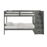 Sami Twin Over Twin Step Bunk with Right HB in Grey - Tampa Furniture Outlet